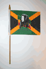 1 BOB MARLEY JAMAICA FREEDOM 4" X 6" SMALL STICK FLAG ON 10" PLASTIC POLE .. NEW