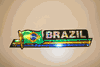 1 BRAZIL COUNTRY FLAG METALIC CAR AUTOMOBILE  BUMPER STICKER .. FIFA WORLD CUP ...NEW