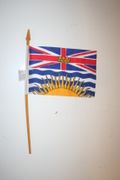1 BRITISH COLUMBIA CANADIAN PROVINCIAL FLAG 4" X 6" SMALL STICK FLAG WITH 10" STICK .. NEW
