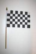 1 CHECKERED RACING FLAG 4" X 6" SMALL STICK FLAG ON PLASTIC STICK .. NASCAR F1 INDY .. NEW