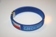 1 CZECH REPUBLIC BLUE COUNTRY FLAG FLEXIBLE METAL NYLON BRACELET .. HOCKEY SOCCER .. NEW