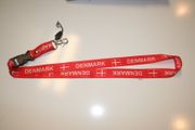 1 DENMARK COUNTRY FLAG RED LANYARD KEYCHAIN PASSHOLDER ... NEW