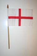 1 ENGLAND ST GEORGES CROSS NATIONAL COUNTRY FLAG 4" X 6" SMALL STICK FLAGS ON 10" POLE ... NEW