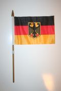 1 GERMANY WITH EAGLE COUNTRY FLAG 4" X 6" SMALL STICK FLAG ON 10" POLE .. NEW