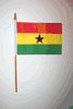 1 GHANA NATIONAL COUNTRY FLAG 4" X  6"  SMALL STICK FLAG WITH 10" POLE .. NEW