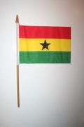 1 GHANA NATIONAL COUNTRY FLAG 4" X  6"  SMALL STICK FLAG WITH 10" POLE .. NEW