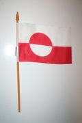 1 GREENLAND NATIONAL COUNTRY FLAG 4" X 6" SMALL STICK FLAG ON 10" POLE .. NEW