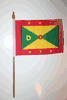 1 GRENADA NATIONAL COUNTRY FLAG 4" X 6" SMALL STICK FLAG ON 10" POLE .. NEW