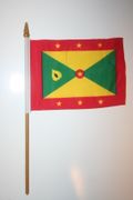 1 GRENADA NATIONAL COUNTRY FLAG 4" X 6" SMALL STICK FLAG ON 10" POLE .. NEW