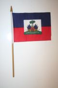 1 HAITI NATIONAL COUNTRY FLAG 4" X 6" SMALL STICK FLAG ON 10" POLE .. NEW