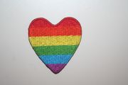 1 HEART GAY & LESBIAN RAINBOW PRIDE IRON ON PATCH CREST BADGE .. NEW