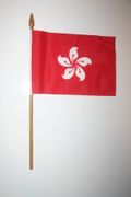 1 HONG KONG NATIONAL COUNTRY FLAG 4" X 6" SMALL STICK FLAG ON 10" POLE .. NEW