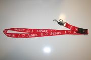 1 " I LOVE JESUS " RED LANYARD KEYCHAIN PASSHOLDER TICKET HOLDER .. NEW