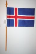 1 ICELAND NATIONAL COUNTRY FLAG 4" X 6" SMALL STICK FLAG ON 10" POLE .. NEW