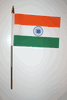 1 INDIA NATIONAL COUNTRY FLAG 4" X 6" SMALL STICK FLAG ON 10" POLE .. NEW