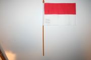 1 INDONESIA NATIONAL COUNTRY 4" X 6" SMALL STICK FLAG ON 10" POLE .. NEW