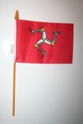 1 ISLE OF MAN 4" X 6" SMALL STICK FLAG ON 10" POLE .. MANX .. NEW