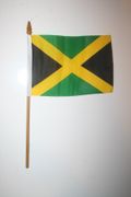 1 JAMAICA NATIONAL COUNTRY FLAG 4" X 6" SMALL STICK FLAG ON 10" POLE .. NEW
