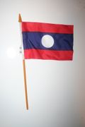 1 LAOS NATIONAL COUNTRY FLAG 4" X 6" SMALL STICK FLAG ON 10" POLE ... NEW