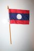 1 LAOS NATIONAL COUNTRY FLAG 4" X 6" SMALL STICK FLAG ON 10" POLE ... NEW