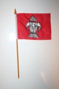 1 LAOS OLD NATIONAL COUNTRY FLAG 4" X 6" SMALL STICK FLAG ON 10" POLE .. NEW