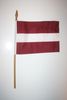 1 LATVIA NATIONAL COUNTRY FLAG 4" X 6" SMALL STICK FLAG ON 10" POLE .. NEW