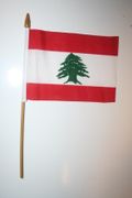 1 LEBANON NATIONAL COUNTRY FLAG 4" X 6" SMALL STICK FLAG ON 10" POLE ... NEW