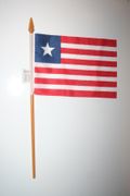1 LIBERIA NATIONAL COUNTRY FLAG 4" X 6" SMALL STICK FLAG ON 10" POLE .. NEW