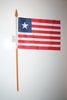 1 LIBERIA NATIONAL COUNTRY FLAG 4" X 6" SMALL STICK FLAG ON 10" POLE .. NEW