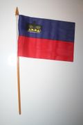 1 LIECHENSTEIN NATIONAL COUNTRY FLAG 4" X 6" SMALL STICK FLAG ON 10" POLE .. NEW