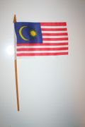 1 MALAYSIA NATIONAL COUNTRY FLAG 4" X 6" SMALL STICK FLAG ON 10" POLE .. NEW