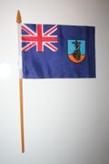 1 MONTSERRAT NATIONAL COUNTRY 4" X 6" SMALL STICK FLAG ON 10" POLE .. NEW