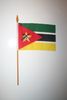1 MOZAMBIQUE NATIONAL COUNTRY 4" X 6" SMALL STICK FLAG ON 10" POLE ... NEW