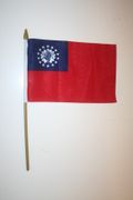 1 MYANMAR NATIONAL COUNTRY 4" X 6" SMALL STICK FLAG ON 10" POLE .. BURMA .. NEW
