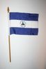1 NICARAGUA NATIONAL COUNTRY 4" X 6" SMALL STICK FLAG ON 10" POLE .. NEW