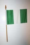 1 NIGERIA NATIONAL COUNTRY 4" X 6" SMALL STICK FLAG ON 10" POLE .. NEW