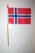 1 NORWAY NATIONAL COUNTRY 4" X 6" SMALL STICK FLAG ON 10" POLE .. NEW