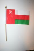1 OMAN NATIONAL COUNTRY 4" X 6" SMALL STICK FLAG ON 10" POLE ..NEW