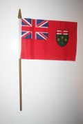 1 ONTARIO CANADIAN PROVINCIAL FLAG 4" X 6" SMALL STICK FLAG ON 10" POLE .. NEW