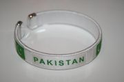 1 PAKISTAN WHITE COUNTRY FLAG FLEXIBLE METAL NYLON BRACELET ... NEW