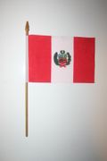 1 PERU NATIONAL COUNTRY 4" X 6" SMALL STICK FLAG ON 10" POLE ..NEW