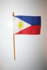 1 PHILIPPINES NATIONAL COUNTRY 4" X 6" SMALL STICK FLAG ON 10" POLE .. NEW