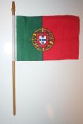 1 PORTUGAL NATIONAL COUNTRY 4" X 6" SMALL STICK FLAG ON 10" POLE .. NEW