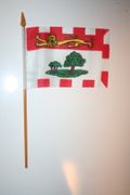 1 PRINCE EDWARD ISLAND PEI CANADIAN PROVINCIAL FLAG 4" X 6" SMALL STICK FLAG ON 10" POLE .. NEW