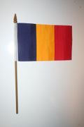 1 ROMANIA NATIONAL COUNTRY 4" X 6" SMALL STICK FLAG ON 10" POLE ... NEW