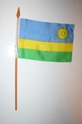 1 RWANDA NATIONAL COUNTRY 4" X 6" SMALL STICK FLAG ON 10" POLE .. NEW