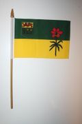 1 SASKATCHEWAN CANADIAN PROVINCIAL FLAG 4" X 6" SMALL STICK FLAG ON 10" POLE ..NEW
