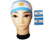1 SET OF ARGENTINA : BANDANA WITH 2 WRISTBANDS COUNTRY FLAG .. FIFA SOCCER WORLD CUP .. NEW