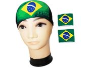 1 SET OF BRASIL BRAZIL : BANDANA WITH 2 WRISTBANDS COUNTRY FLAG .. FIFA SOCCER WORLD CUP .. NEW