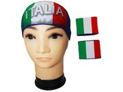 1 SET OF ITALIA ITALY : BANDANA WITH 2 WRISTBANDS COUNTRY FLAG .. FIFA SOCCER WORLD CUP .. NEW